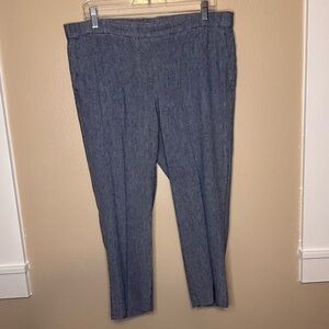 J. Jill Women’s Linen Blend Stretch Chambray Look Ankle Pants Size Large